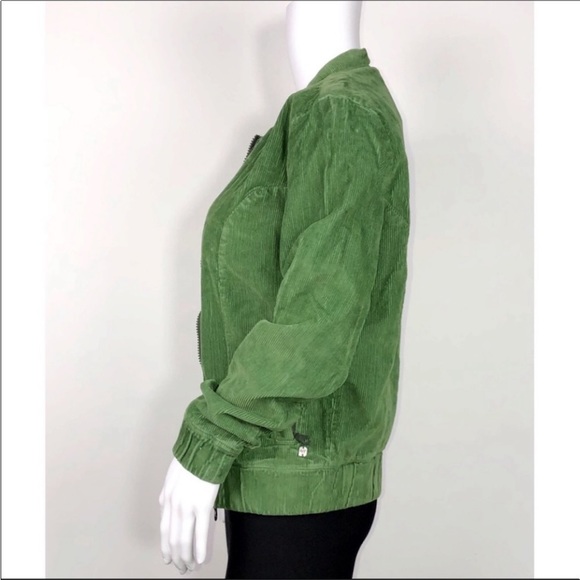 4 Funky Flavours Green 100% Cotton Corduroy ZIP Up Jacket with Side Pockets SzS - Picture 3 of 16